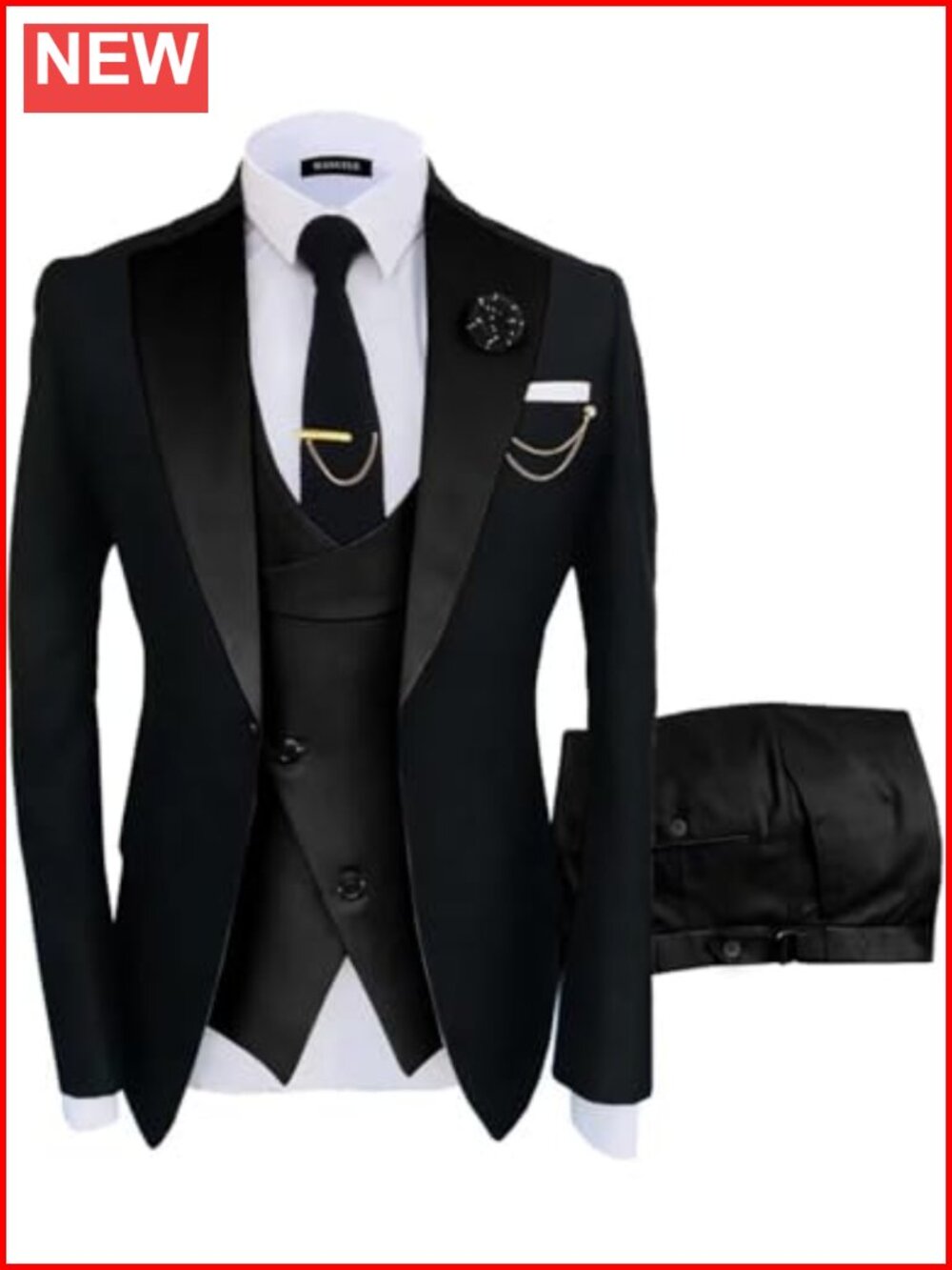 Mens 3 Piece Slim Fit Suit Set Wedding Prom Tuxedo Business
